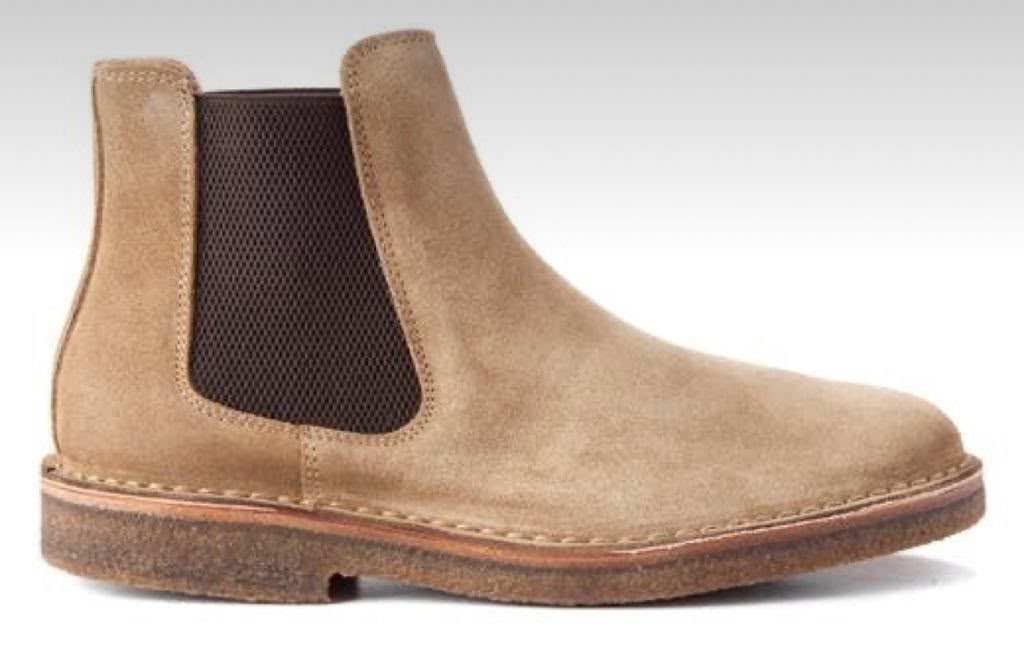 Suede Chelsea boot with brown Dane Dar elastic side panel